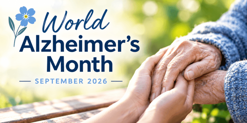 World Alzheimer’s Month — September 2026, with hands holding an older person’s hand