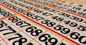 Close-up of calendar pages with large black numbers in red-bordered grids