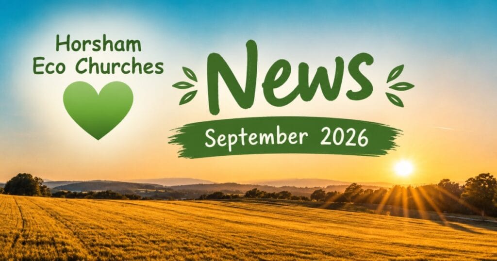 Horsham Eco Churches News — September 2026, over a sunlit field landscape
