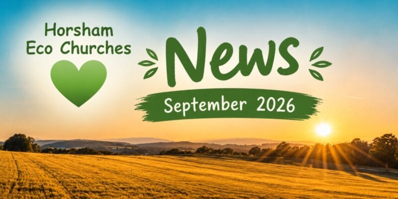 Horsham Eco Churches News — September 2026, over a sunlit field landscape