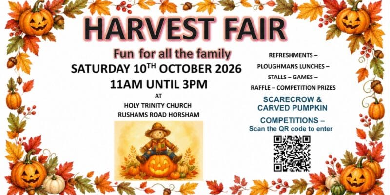 Harvest Fair: Saturday 10TH October 2026, 11AM UNTIL 3PM at Holy Trinity Church, Rushams Road, Horsham