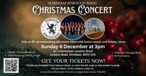 Horsham Borough Band Christmas Concert, Sunday 6 December at 3pm, Cornerstone London Road, Horsham RH12 1AN
