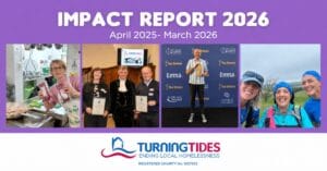 Impact Report 2026, April 2025- March 2026, with four photos and Turning Tides logo